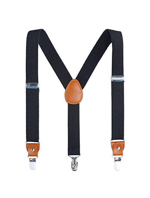 AWAYTR Kids Boys Adults Suspenders - 4 Sizes Sturdy Metal Clips Elastic Adjustable Suspender