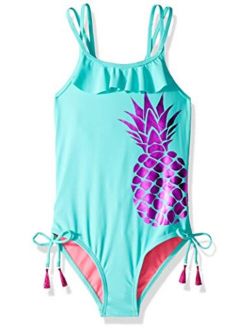 Girls' One Piece Swimsuit with Ruffle and Tassels