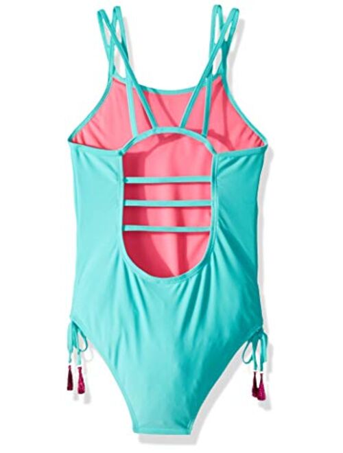 Limited Too Girls' One Piece Swimsuit with Ruffle and Tassels