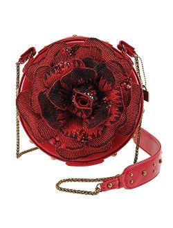 Mary Frances Disney Beauty and the Beast 3D Rose Crossbody Handbag Purse, Red