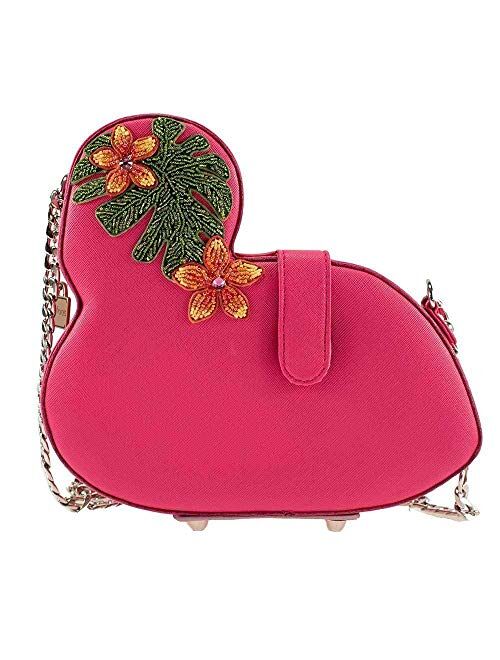 Mary Frances Ruffle My Feathers Womens Crossbody Flamingo Handbag, Pink