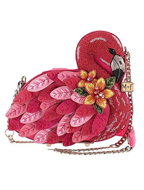 Mary Frances Ruffle My Feathers Womens Crossbody Flamingo Handbag, Pink