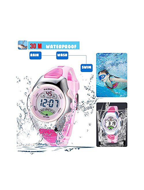 PASNEW Sweet Children Girls Kids Watches Digital Waterproof Luminous Watches