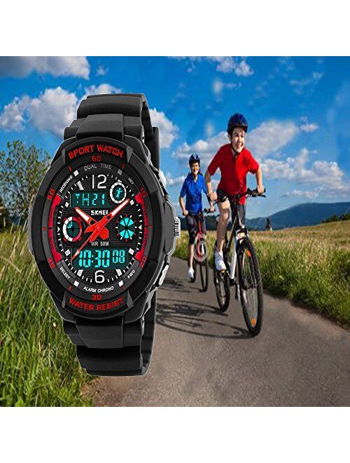 Boys Watches, Kids Sport Multi Function 50M Waterproof Digital Analog with Alarm LED for Girls Child