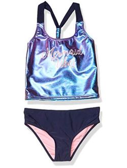 Girls' Big Criss-Cross Back Printed Tankini Swimsuit