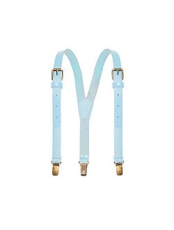 JJ SUSPENDERS Genuine Leather Suspenders For Kids with Elastic Strap - Classic Y Suspenders for Boys & Toddlers