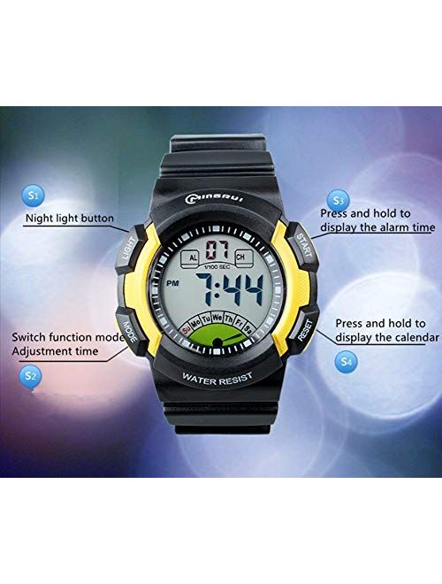 Children's Outdoor Sports Watch Fashion Multifunction Waterproof and Shockproof Suitable for Birthday Parties Girl, Boy, Female Electronic Watch,smallblue1