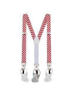 Kids' Christmas Candy Cane Red White Stripe Suspenders