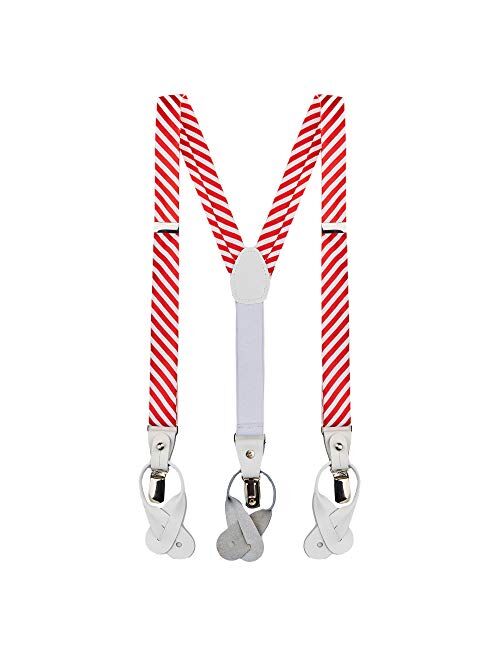 Jacob Alexander Kids' Christmas Candy Cane Red White Stripe Suspenders