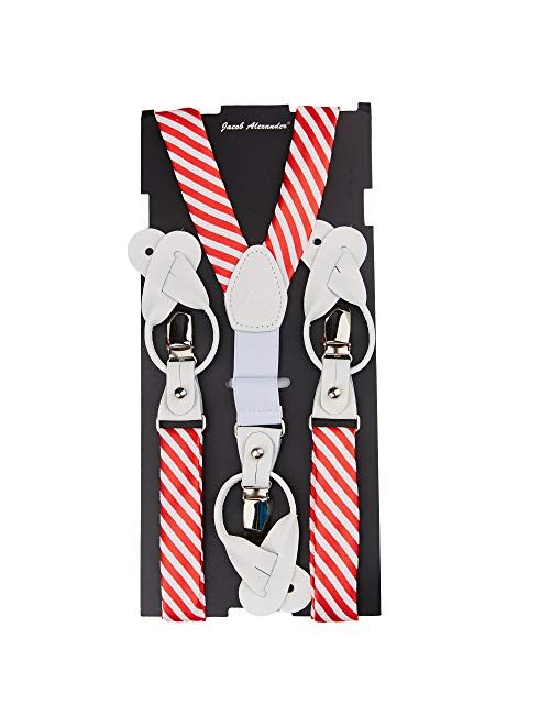 Jacob Alexander Kids' Christmas Candy Cane Red White Stripe Suspenders
