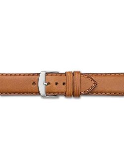 22mm Tan Full Oil Leather Stainless Steel Watch Band 7.75"
