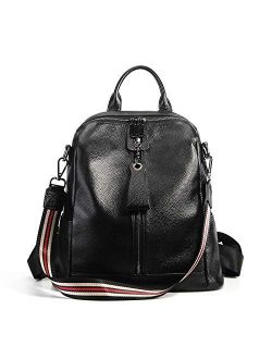 knapsack BHCPY Highend Coffee Red Grey Black Genuine Leather Women's Backpack Female Girl Backpacks Lady Travel Bag Shoulder Bags Black