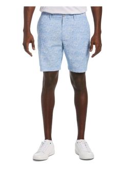 Men's Slim-Fit Floral-Print Chambray Shorts