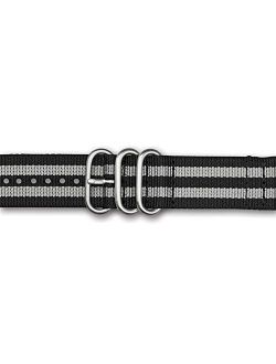 Sonia Jewels 22mm Black/Grey Stripe Ballistic Nylon 2-Piece Watch Band 8.5"