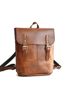 MING-MCZ Fashion Leather Pack Handmade Rucksack Womens Rucks School Backpack Fashion Shopping Durable (Color : Brown, Size : S)