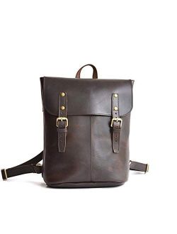 MING-MCZ Fashion Leather Pack Handmade Rucksack Womens Rucks School Backpack Fashion Shopping Durable (Color : Dark Brown, Size : S)