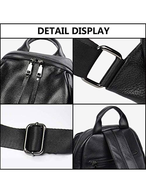 NCCDY Black Leather Backpack, Womens Bag Backpack Purse PU Leather Zipper Bags Fashion Casual Rucksack Satchel and Handbag