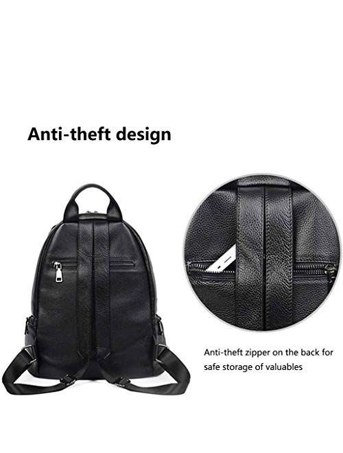 NCCDY Black Leather Backpack, Womens Bag Backpack Purse PU Leather Zipper Bags Fashion Casual Rucksack Satchel and Handbag