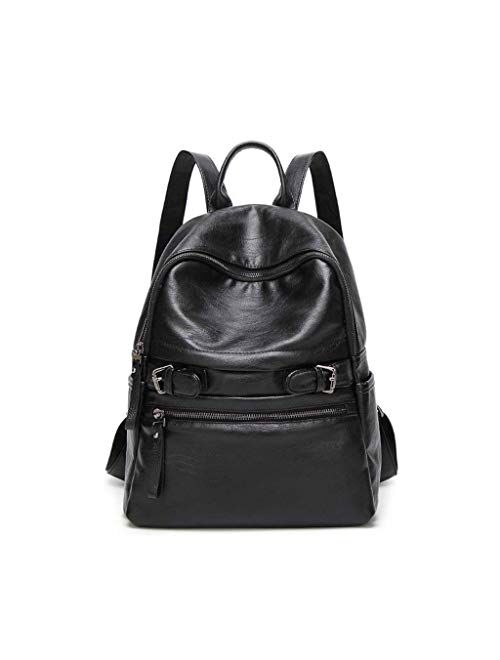 NCCDY Ladies Black Leather Backpack，Women Backpack Purse Fashion Leather Large Travel Bag Ladies Shoulder Bags