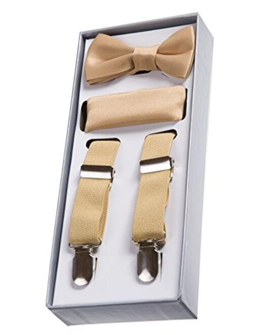 Tuxgear Boys Boxed Suspender and Bow Tie Set with Matching Pocket Square