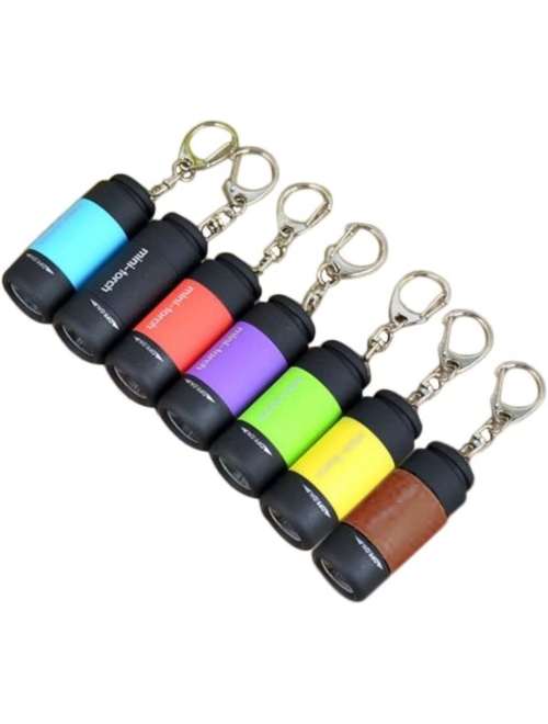 Mini Keychain Flashlight, 50 Lumen USB Rechargeable Small Pocket LED Torch Flashlight (7 pack)