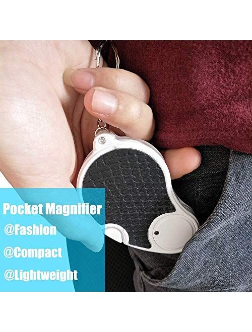 TECHSHARE Magnifying Glass with Light, Lighted Magnifying Glass, 5X Handheld Pocket Magnifier Small Illuminated Folding Hand Held Lighted Magnifier for Reading Coins Hobb