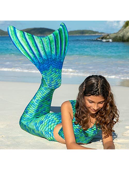 Fin Fun Authentic Wear-Resistant Mermaid Tail for Swimming, Kids and Adults, Monofin Included, for Girls and Boys