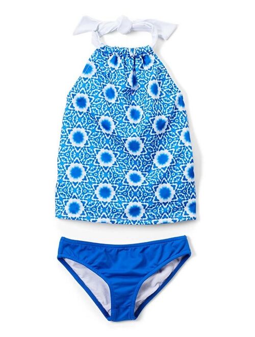 Azul Little Girls Blue White Namaste Tankini 2 Pc Swimsuit