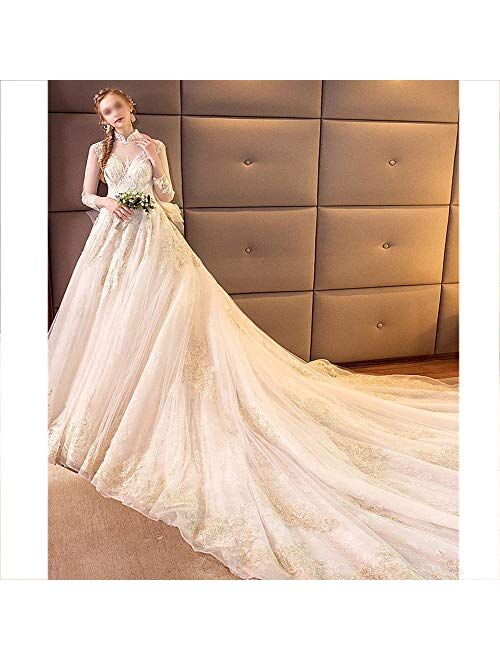 Wedding Dress Bride Trailing Luxury Starry Sky Main Wedding Dress Female Long Sleeve Tailing Style Dresses