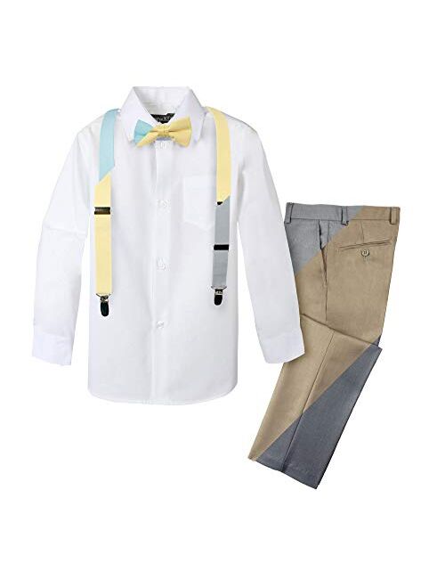 Spring Notion Boys' 4-Piece Patterned Dress up Pants Set