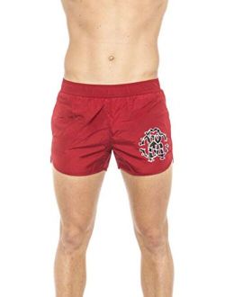 Roberto Cavalli Beachwear Red Short Beachwear Boxer with Pockets. Front Logo Print. Internal Net. Back Pocket.