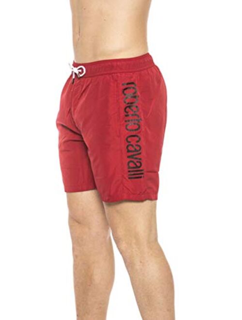 Roberto Cavalli Beachwear Red Beachwear Boxer with Pockets. Side Logo Print. Internal Net. Back Pocket