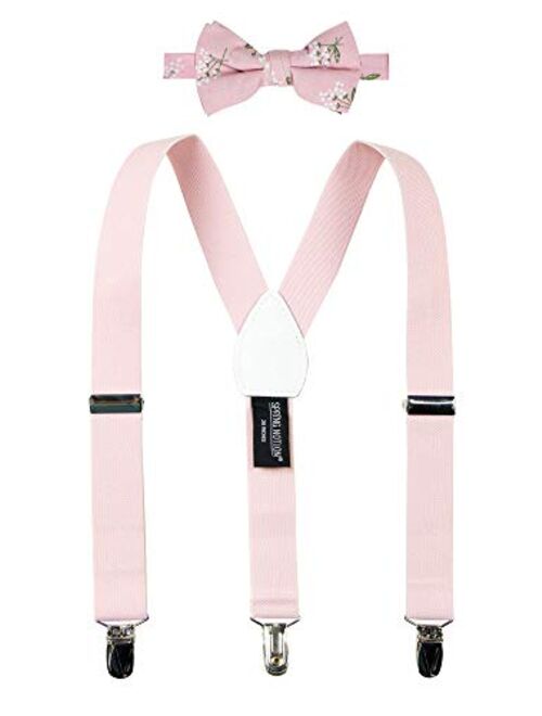 Spring Notion Boys' Suspenders and Pink Floral Bow Tie Set