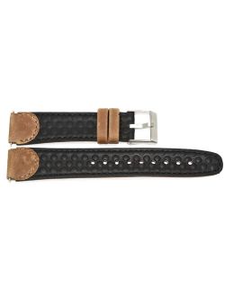 19MM BROWN BLACK PEBBLED DISTRESSED LEATHER WATCH BAND FITS TIMEX EXPEDITION