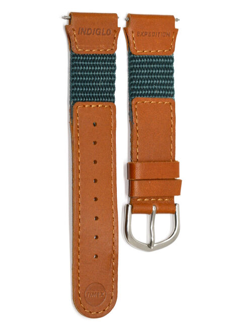 Timex 16MM GREEN BROWN LEATHER NYLON IRONMAN EXPEDITION INDIGLO WATCH BAND STRAP