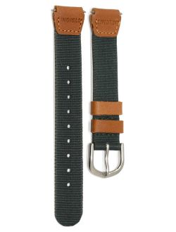 14MM WOMENS GREEN BROWN NYLON LEATHER EXPEDITION FIELD WATCH BAND STRAP