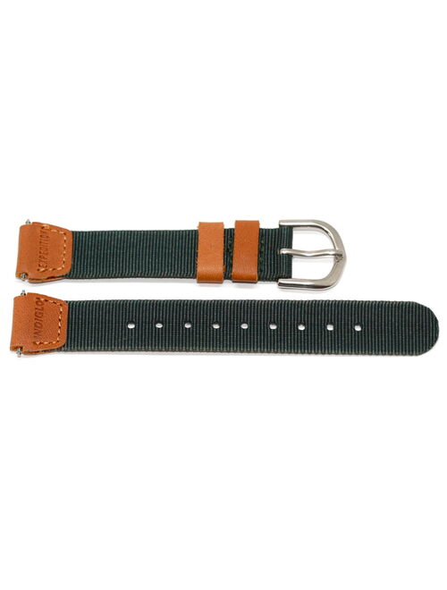 Timex 14MM WOMENS GREEN BROWN NYLON LEATHER EXPEDITION FIELD WATCH BAND STRAP
