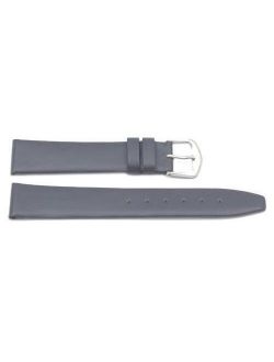 12mm Genuine Smooth Leather Flat Gray Watch Strap