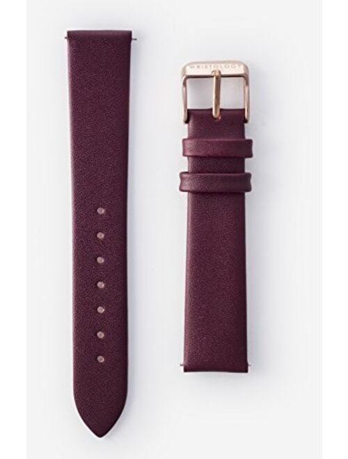 Wristology Purple Leather 22mm Watch Band - Quick Release Easy Change Mens | Womens Wine Strap