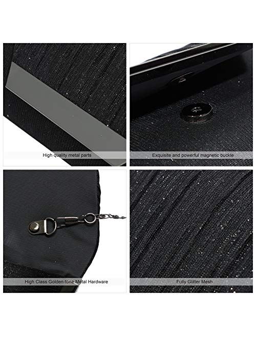 AO ALI VICTORY Glitter Clutch Purses for Women Evening Bags Clutches Flap Envelope Handbags Large Wedding Party Prom Purse