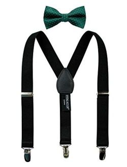Boys' Suspenders and Green Bow Tie Set