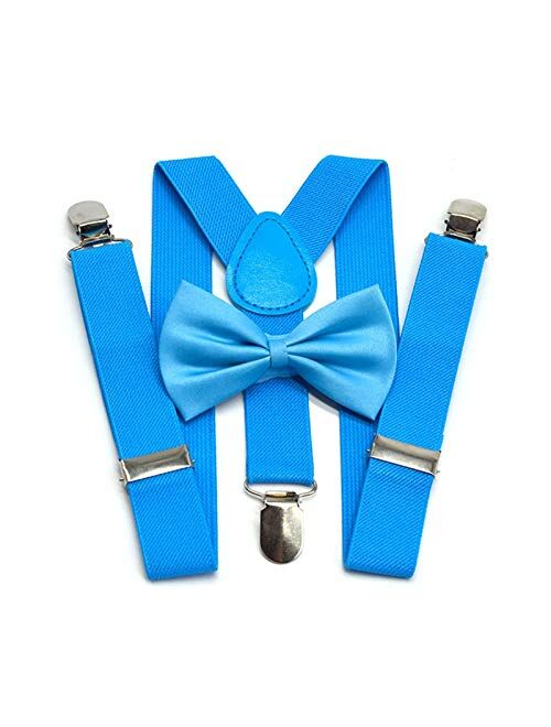 XIARUI Sling Boys Bow Tie Set Braces Suspenders Adjustable Elastic Kids Suspenders with Bowtie Children Trousers Shirt Stay Casual (Color : Navy Blue)
