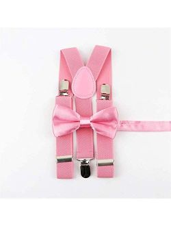 XIARUI Sling Soild Color Children Belt Bowtie Set Baby Boys Girls Suspenders Clip-on Y-Back Braces Bow Tie Elastic Kids Adjustable Casual (Color : 3)