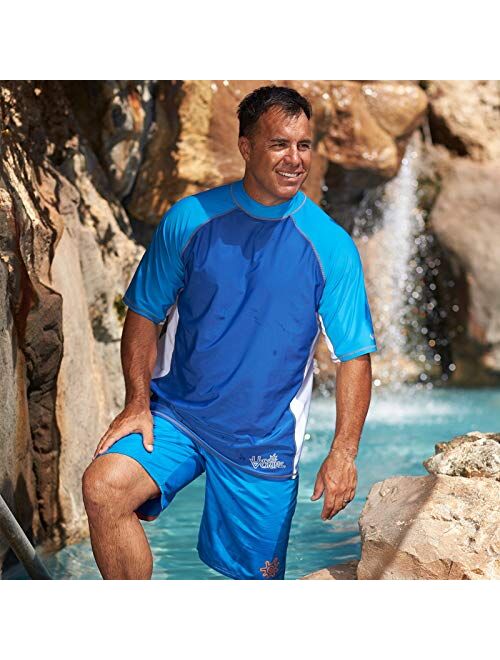 UV Skinz Men’s UPF 50+ Short Sleeve Panel Sun and Swim Shirt – Sun-Blocking Shirt