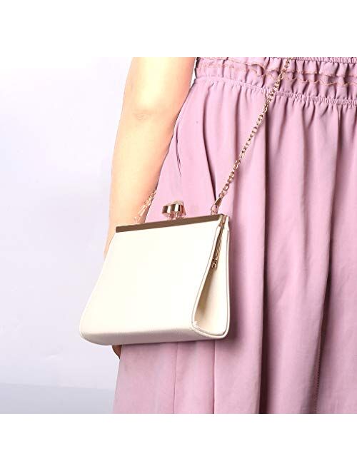 WEDDINGHELPER Evening Bag for Women,PU Envelope Clutches Purses(Pearl White,8.85 5.70 2.16 in)