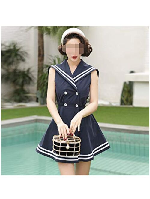 Retro Girl Sailor Collar Empire Waist Shirt  Short Dress