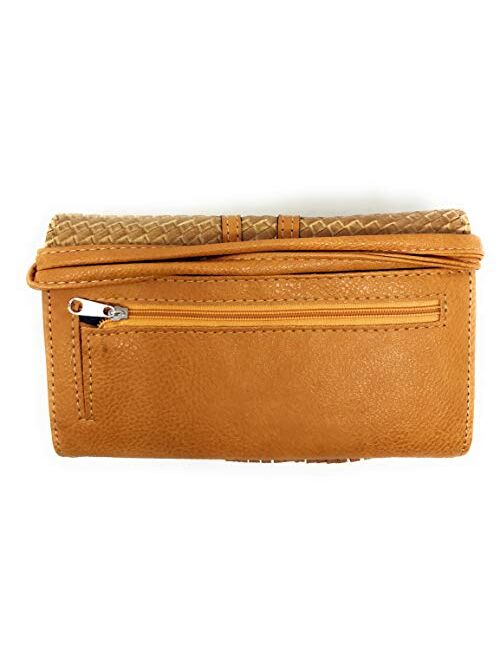 Western Cowgirl Concealed Carry Fringe Concho Agate Handbag Hobo Shoulder Handbag With Matching Wallet In Tan