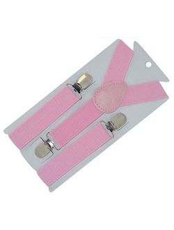 Kids and Baby Elastic Adjustable 1 inch Suspenders 12 Pink F