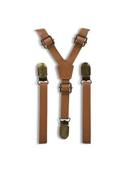 Skinny Suspenders for Kids - Ring Bearer wedding outfits Leather Like for Kids Ages 2 mos to 17 Years - By London Jae Apparel