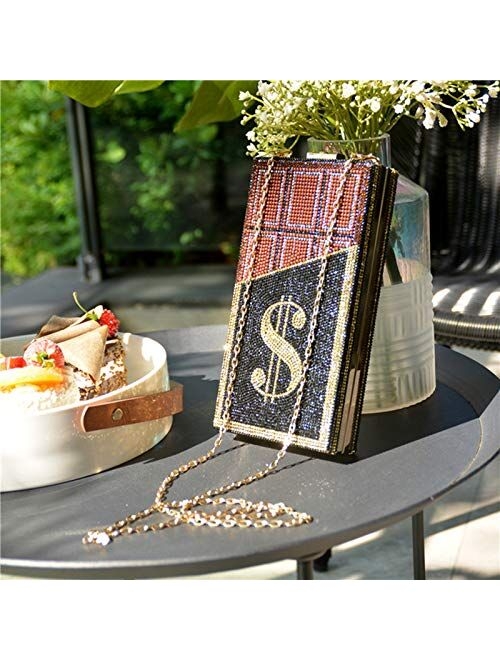 Black Chocolate Clutch Purses for Women,Hand-set Diamonds Hand bags,Gold Clutch Purses for Women Evening,Evening Crossbody Bag for Wedding Cocktail Party